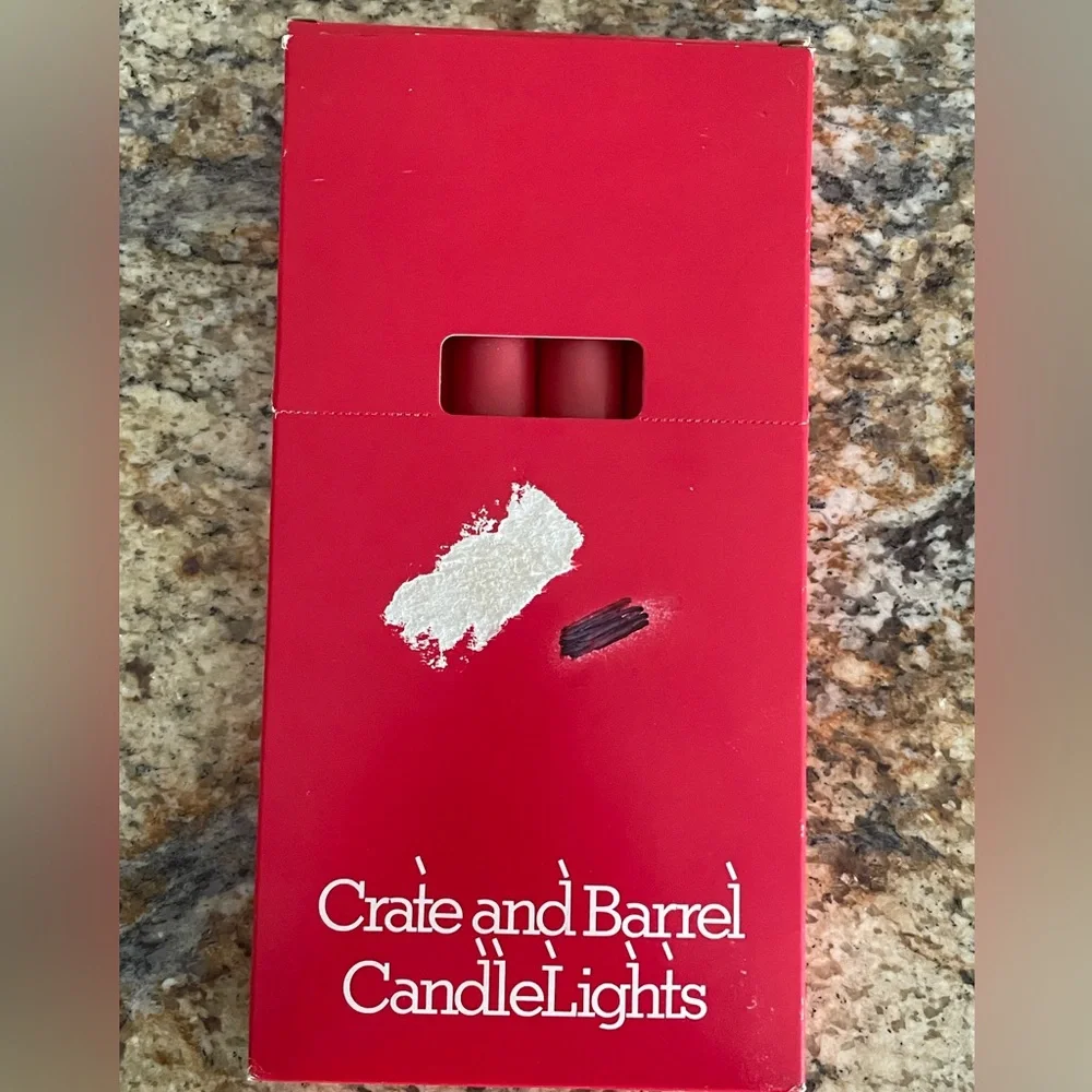 Crate & Barrel Holiday CandleLights Six 10” Red Candles Denmark new in box